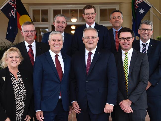 Michelle Landry pictured with (front) Deputy Prime Minister Michael McCormack, Prime Minister Scott Morrison, Minister for Agriculture, Drought, Rural Finance, Natural Disaster and Emergency Management David Littleproud, (back) Minister for Regional Health, Regional Communications and Local Government Mark Coulton, Assistant Minister to the Deputy Prime Minister Kevin Hogan, Minister for Regional Education, Decentralisation and Minister assisting the Minister for Trade and Investment Andrew Gee, Minister for Veteran Affairs and Defence Personnel Darren Chester, and Minister for Resources, Water and Northern Australia Keith Pitt. Picture: Supplied