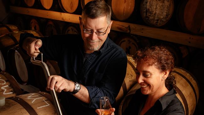 Gareth and Angela Andrews at Fleurieu Distillery, Goolwa. Picture Matt Turner
