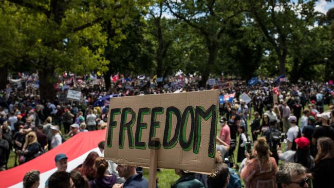 Thousands of people took to the streets during Covid to protest over the lockdowns (Photo by Darrian Traynor/Getty Images)