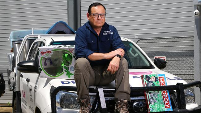 Drought Angels chief executive Jason Law after the rural charity’s Logan depot was broken into on Sunday, with a truck with $250,000 of presents inside stolen. Picture: David Clark