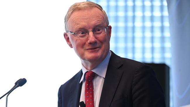 Reserve Bank Governor Philip Lowe addresses the American Chamber of Commerce in Sydney on Tuesday. Picture: AAP