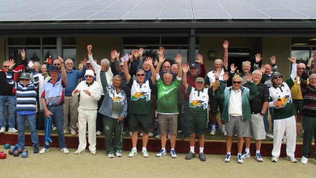 GRINS ON THE GREEN: The men of the Lennox Head Bowls Club were very happy to be back on the greens after the pandemic lock-down.