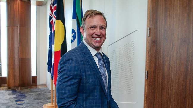 BRISBANE AUSTRALIA 12/12/2023 NCA NewsWire PHOTODeputy Premier Steven Miles leaves  a press conference after being named Premier .Picture: Glenn Campbell NCA NewsWire