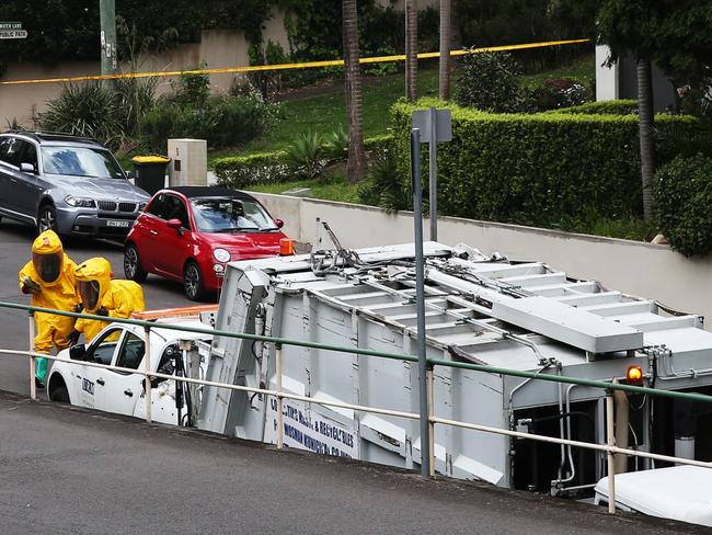 Hazmat crews arrive on the scene. Picture: Toby Zerna