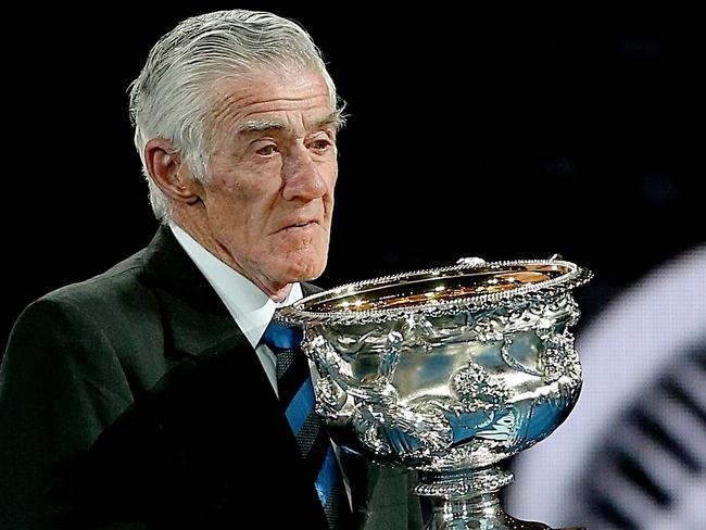 Ken Rosewall before the Australian Open mens singles final. Picture: Mark Stewart