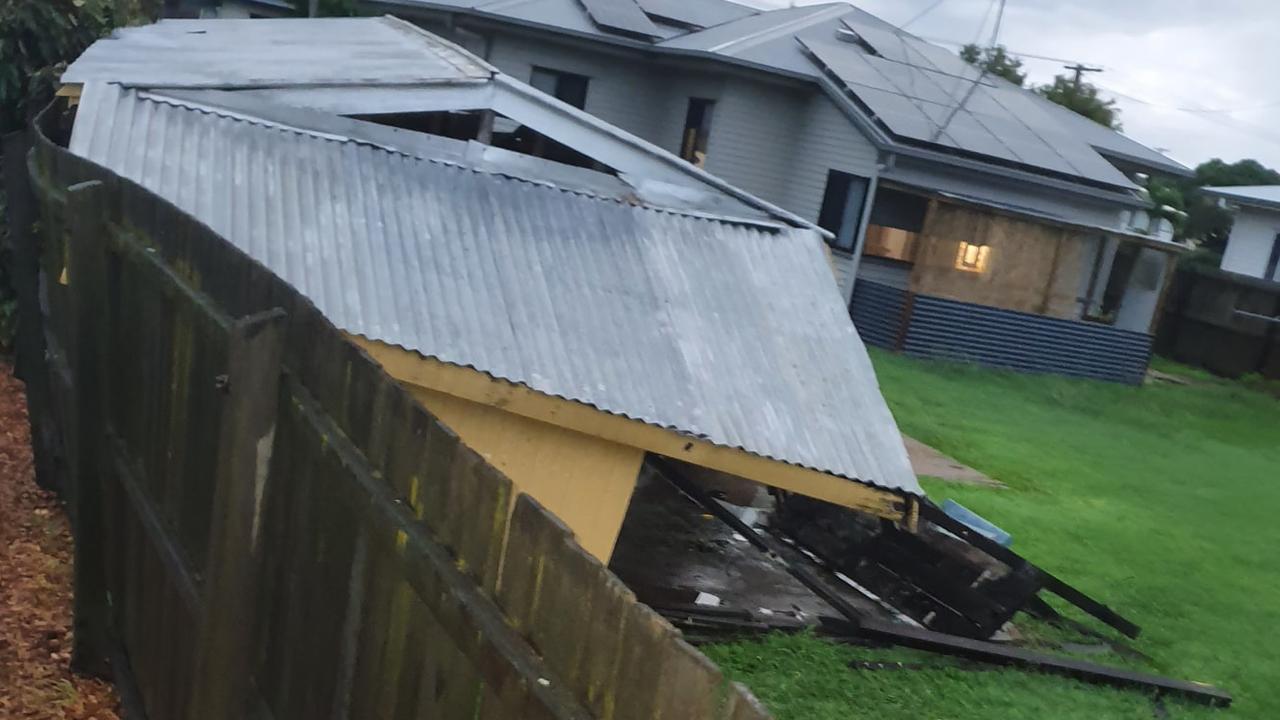 Mark Ross: Neighbour's shed blew down and pushing fence over.