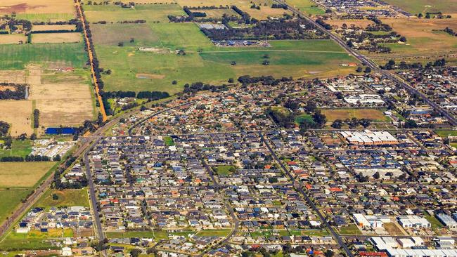 An aerial image of the Armstrong Creek urban growth area to the south of Geelong.