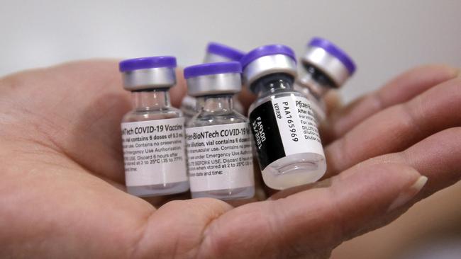 Vials of the Pfizer-BioNTech vaccine against COVID-19. Picture: JAVIER TORRES / AFP