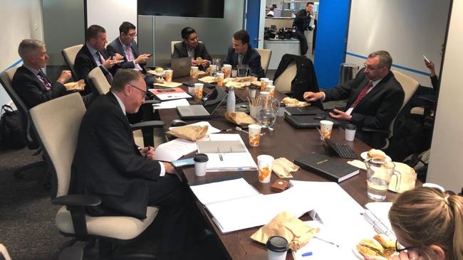 A photo tweeted by John Lyons, reporter for ABC Investigations, showing AFP officers inside ABC offices conducting a raid. Picture: John Lyons/Twitter