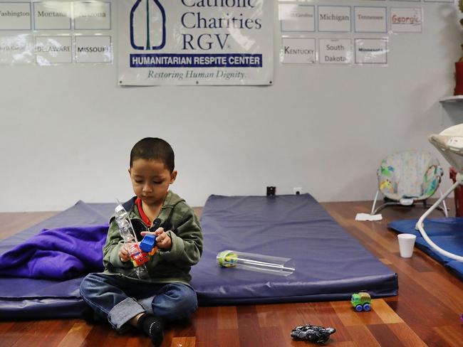 A Honduran child at the Catholic Charities Humanitarian Respite Center after being taken from his father after crossing the US-Mexico border. Picture: AFP