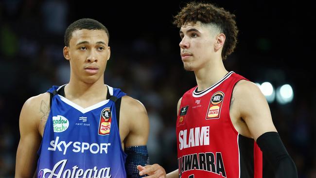 RJ Hampton and LaMelo Ball brought the eyes of the world onto the NBL. Picture: Getty Images