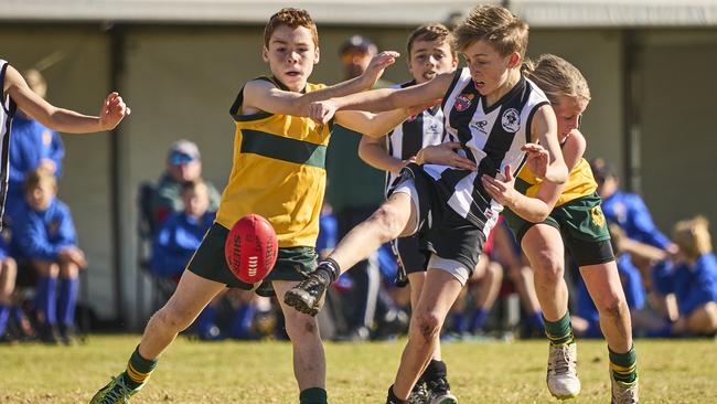 Action from the clash between Para Districts and Salisbury East on day one of the School Sport SA Sapsasa Metro Football Carnival. Picture: Matt Loxton