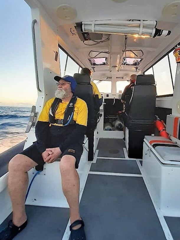 The Volunteer Marine Rescue Mackay crew came to the aid of two fishers who found themselves stranded off Scawfell Island on Monday, December 21. Pictured with the blue cap is Mike, the skipper is Noel and the passenger is Joline. Picture: VMR Mackay Facebook