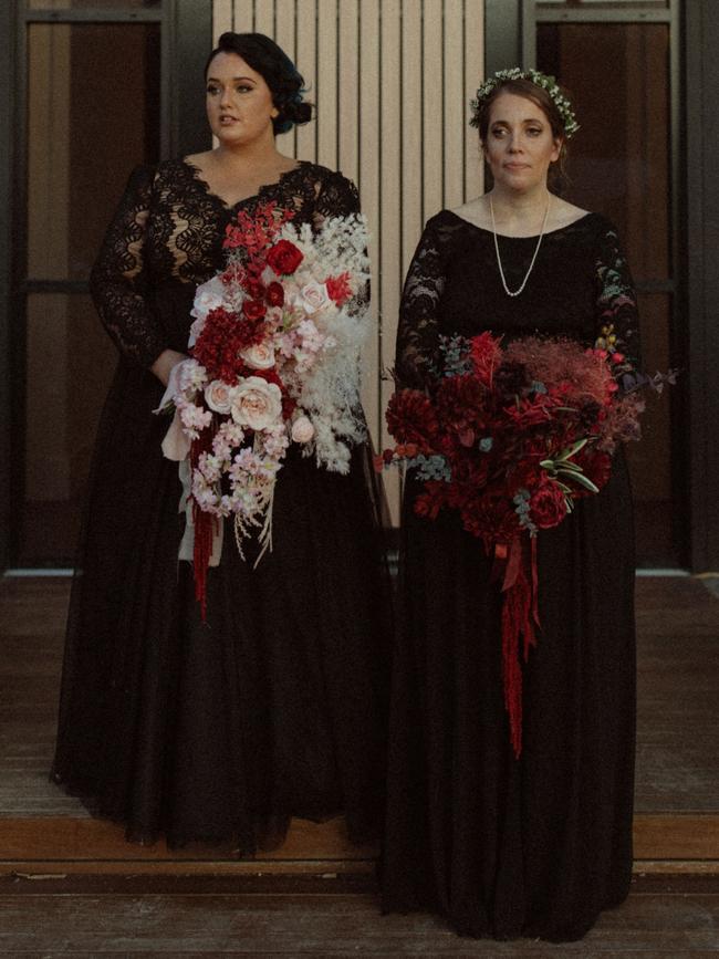 Newlyweds Renee Harrington and Alice Lambert. Picture: Oh Wild Photography