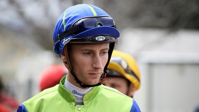 Jockey Luke Dittman is seen after race 1, the Channel 7 Class 3 Plate, during Race Day at the Ipswich Turf Club in Ipswich, Wednesday, July 11, 2018. (AAP Image/David Clark) NO ARCHIVING, EDITORIAL USE ONLY