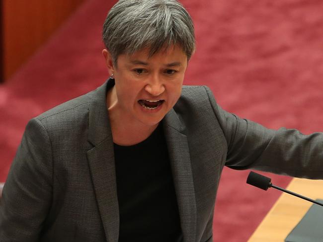 Senator Penny Wong during the debate on the Home Affairs Amendment Bill in the Senate Chamber in Parliament House in Canberra. Picture Kym Smith