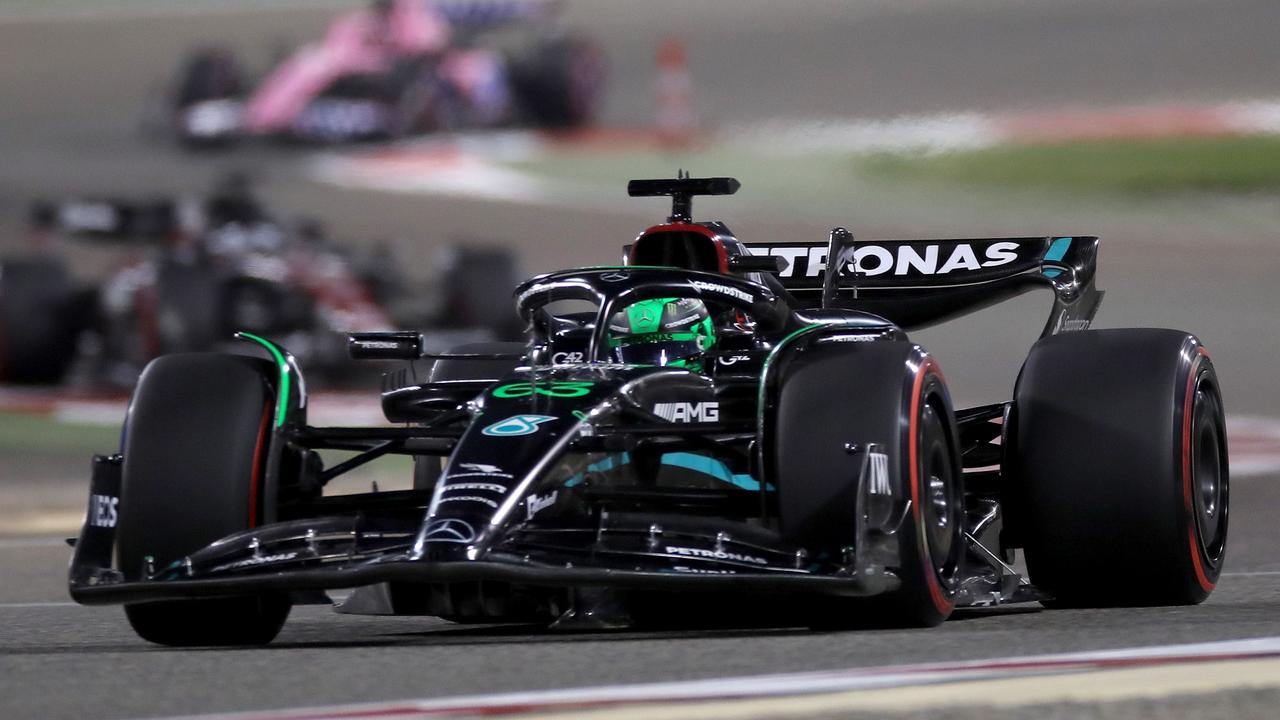 BAHRAIN, BAHRAIN – MARCH 05: George Russell of Great Britain driving the (63) Mercedes AMG Petronas F1 Team W14 on track during the F1 Grand Prix of Bahrain at Bahrain International Circuit on March 05, 2023 in Bahrain, Bahrain. (Photo by Peter Fox/Getty Images)
