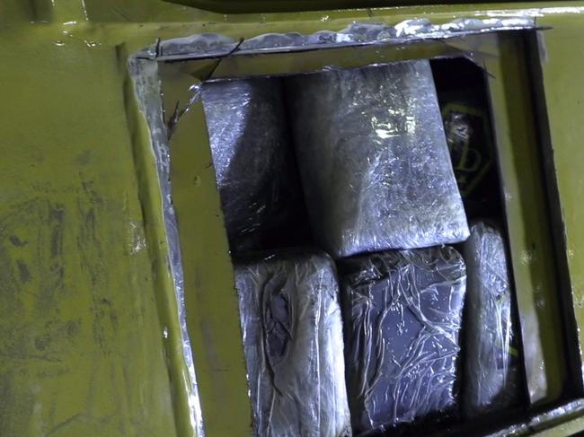 The cocaine was allegedly stashed inside the excavator. Picture: Australian Border Force