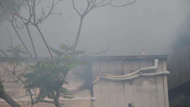 Shed fire in Manly on Thursday evening. Picture: Hendrik Gout