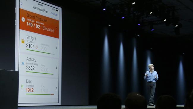 Breaking the boundaries ... Apple senior vice president of Software Engineering, Craig Federighi, unveils its plan to be your one-stop shop to monitor health and fitness.