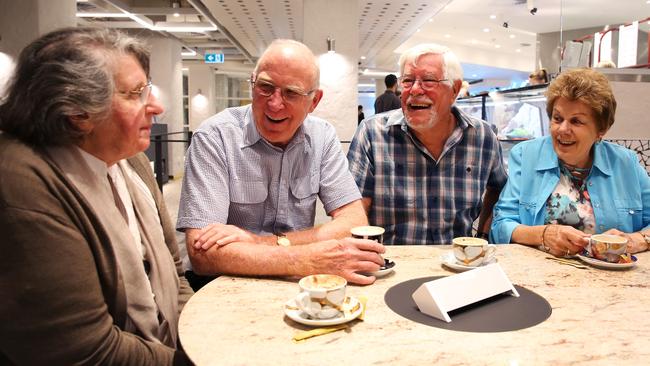 Robin and Ian Palmer with John and Helen Brooker enjoy the new cafe. Picture: Angelo Velardo