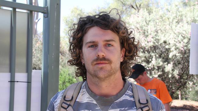 Nathaniel Newman, from NSW, said there was not enough notice interstate voters were required to vote in a specific place for the federal election in Alice Springs, May 3, 2025. Picture: Gera Kazakov