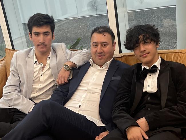 Missing Teenager Mehdi Habibi with his father Mir Habibi and Brother Sahil Habibi . Picture: Supplied by Family