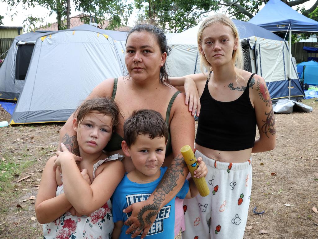 Joval Bennet with three of her children Legion, 7, Jahzariah, 8, and Venetia, 20. Picture: Liam Kidston