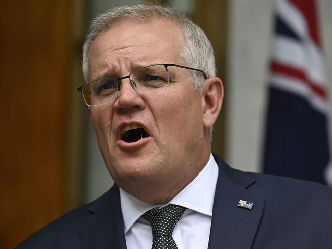 Scott Morrison speaking after national cabinet. Picture: NCA NewsWire / Martin Ollman