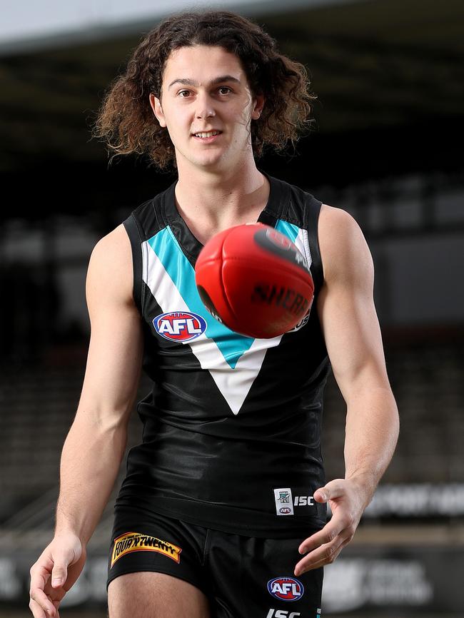 Port Adelaide Power player Darcy Byrne-Jones at Alberton. Picture: Calum Robertson