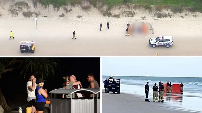 Family and friends gathered on the beach to mourn.