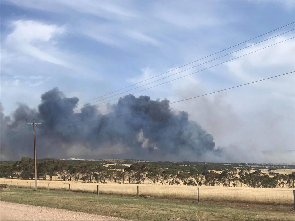 Smoke over Port Lincoln from the Duck Ponds fire. Picture: Simone Bertram