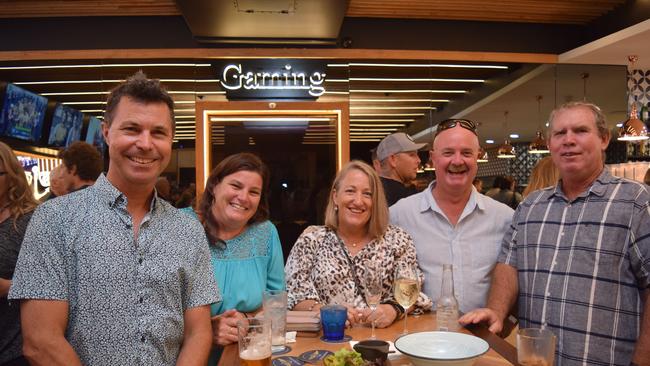 Jason Richards, Kellianne Wynne, Laney Scott-Young, Kevin Young and Colin Wynne at the Airlie Beach Hotel opening on Saturday night. (23/09/2018)