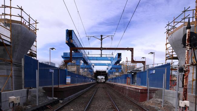 Works continue on Murrumbeena railway station upgrade.