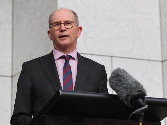 Chief Medical Officer Professor Paul Kelly spoke to the media at Parliament House in Canberra. Picture: NCA NewsWire / Gary Ramage