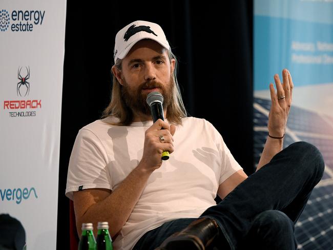 Co-Founder and CO-CEO of Atlassian, Mike Cannon-Brookes speaks during the National Smart Energy Summit at the Hilton Hotel in Sydney, Tuesday, December 10, 2019. (AAP Image/Bianca De Marchi) NO ARCHIVING