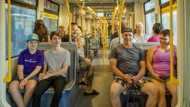 Residents on the opening morning of light rail stage two. Picture: Jerad Williams