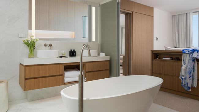 Riley suite bathroom. Crystalbrook Collection's first new Cairns hotel opened on November 6, 2018.