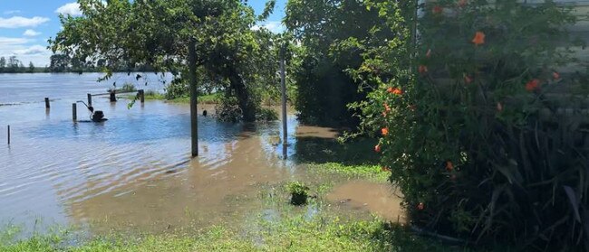 The Clarence River was lapping the yard of Peter Leeson's house at Swan Creek on Wednesday, when Grafton was at 6.3m, still 0.5m below the predicted peak. The agronomist said floods in 2010 and 2013 reached just below the floor level of his house.