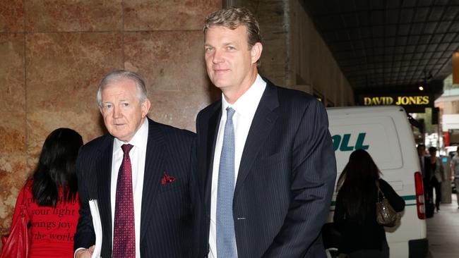 Richard Poole, right, and his lawyer arrive at an ICAC hearing.