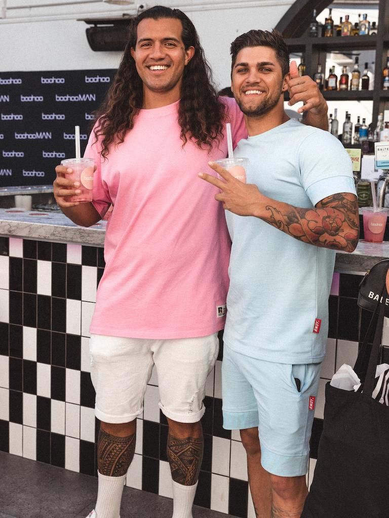 Cameron Duff and Mitch Kuhne attend the boohoo Spring 2020 Collection Launch Event at Gold Coast. Socials: Damien Anthony Rossi Pictures: Courtesy of boohoo