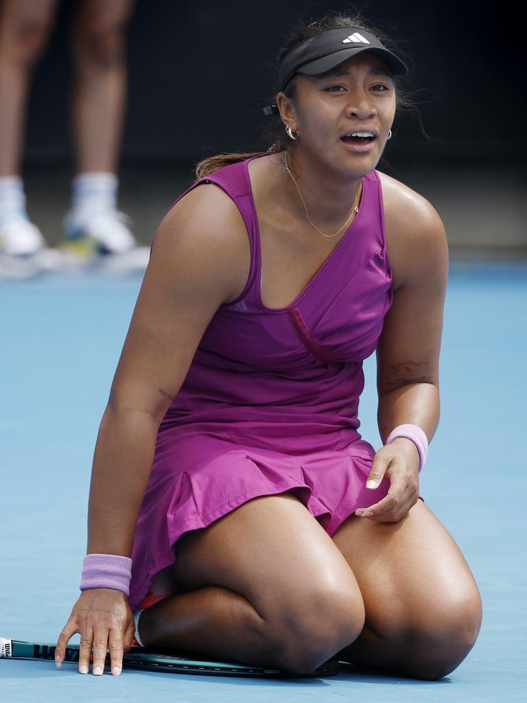 Aiava reacts after reaching the main draw on Thursday. Picture: Michael Klein