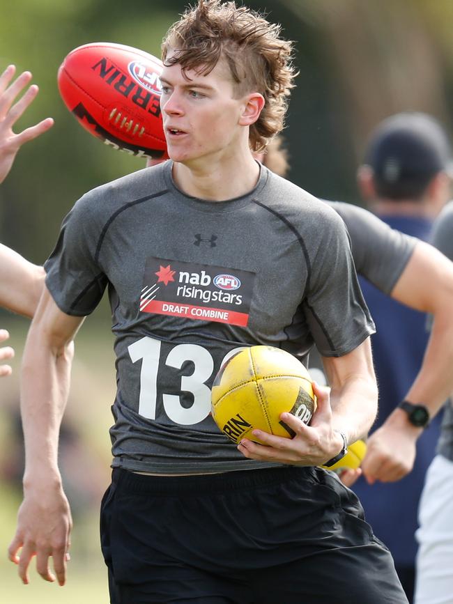 Josh Eyre in action at the pre-draft training session.