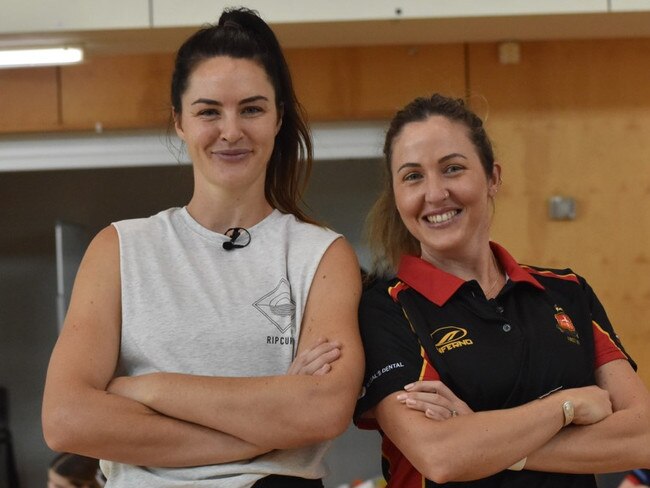 Former Australian netballer Sharni Norder (nee Layton) and RGS Magic coach Zoe’ Seibold at the weekend's coaching clinic.