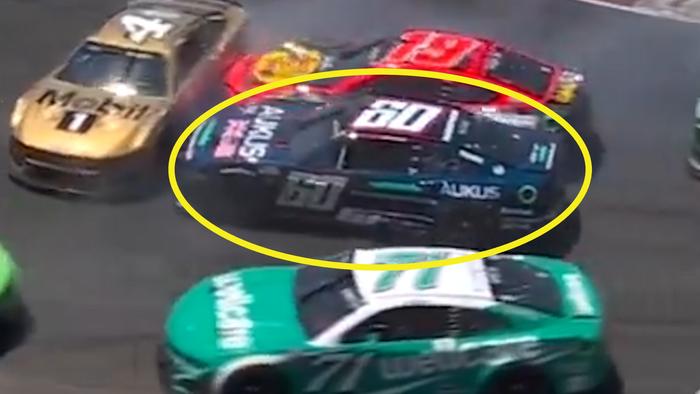 Cam Waters was caught in a big pile-up during his NASCAR debut. Picture: Supplied