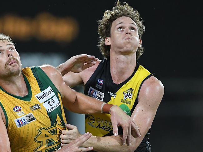 Nightcliff Tigers' defender Ryan Nyhuis has had a strong season. Picture: Felicity Elliott / AFLNT Media