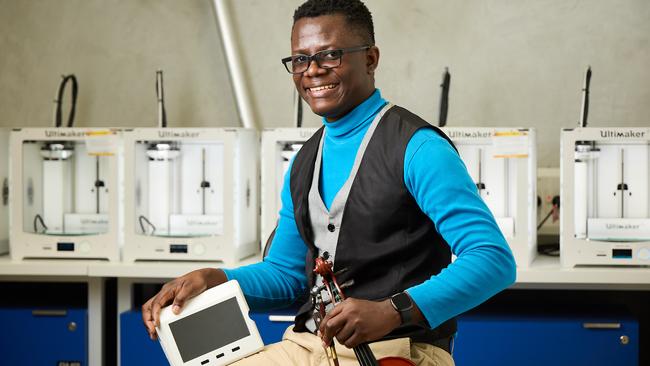 Doctor, inventor and concert violinist, Chidozie “Elvis” Chidi-Ezeama from Flinders University has been named 2022 International Student of the Year. Picture: Matt Loxton