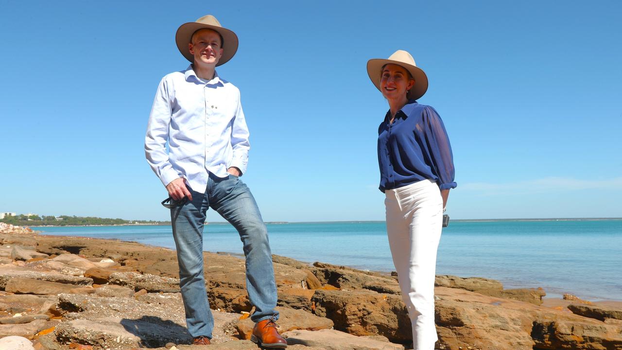 2024 Australians of the Year Dr Richard Scolyer and Georgina Long at Bundilla Beach, Darwin. Picture: George Yankovich