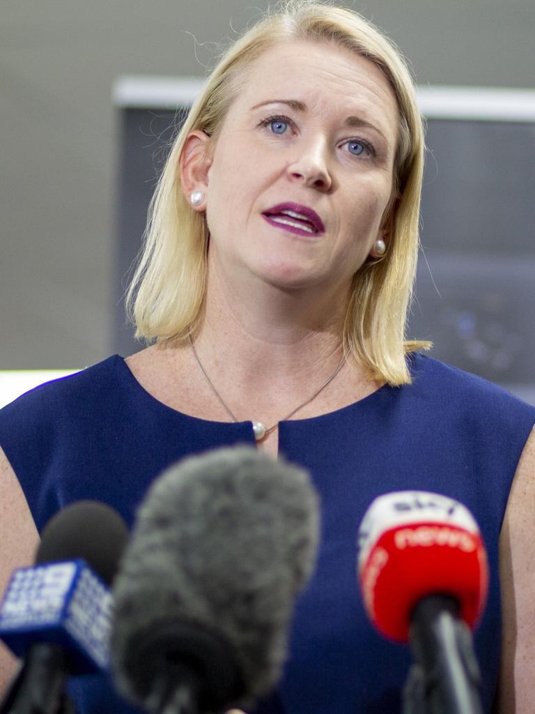 Minister Nicole Manison at a press conference in Palmerston on Wednesday morning. Picture: Floss Adams.