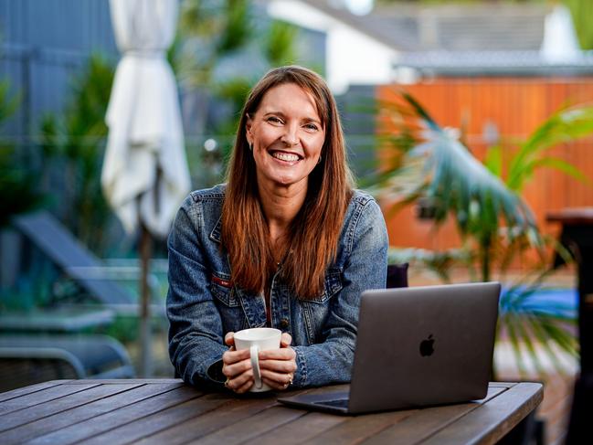 Property Investor Prue Muirhead at home (and with her dog Louie) Wednesday June 9, 2021 - pic Mike Burton